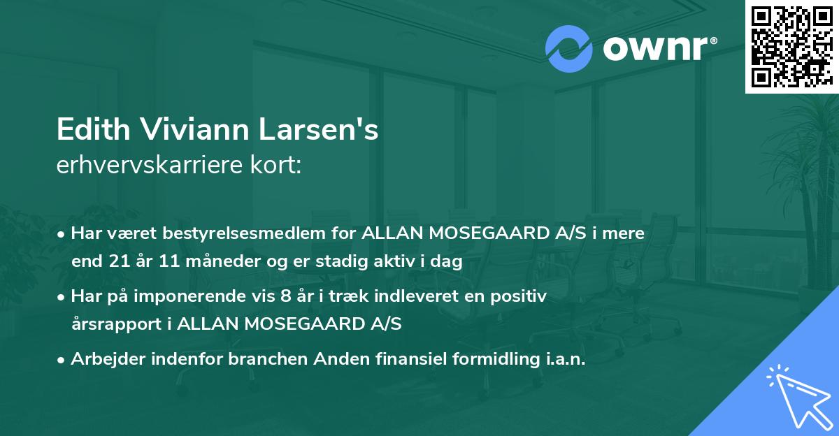 Edith Viviann Larsen's erhvervskarriere kort