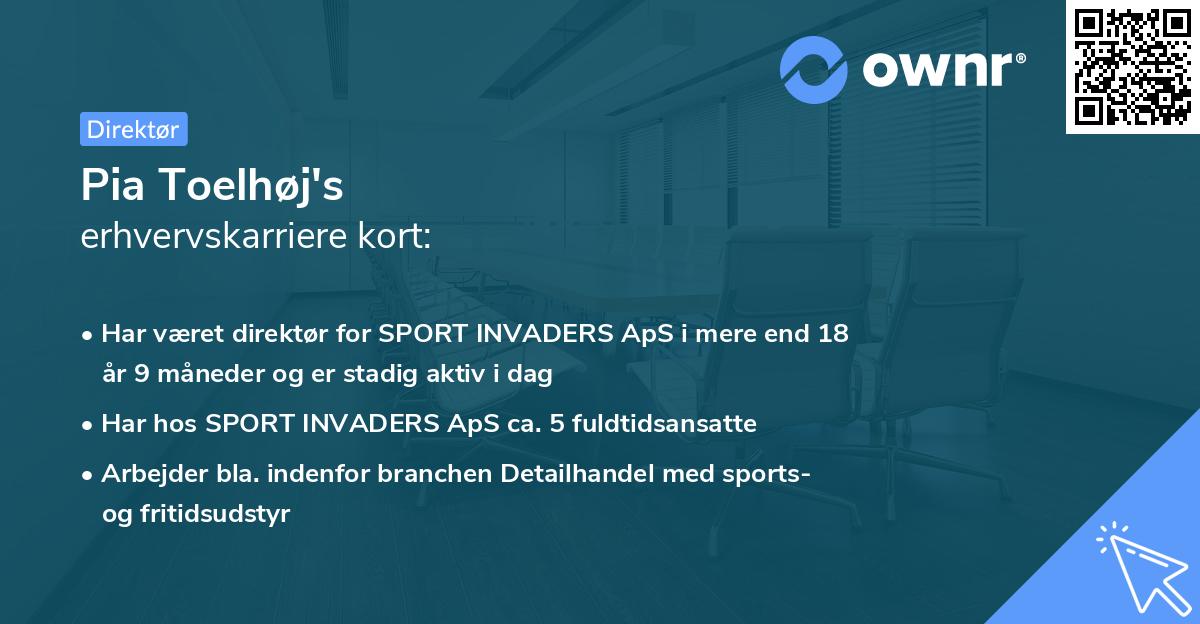 Pia Toelhøj's erhvervskarriere kort