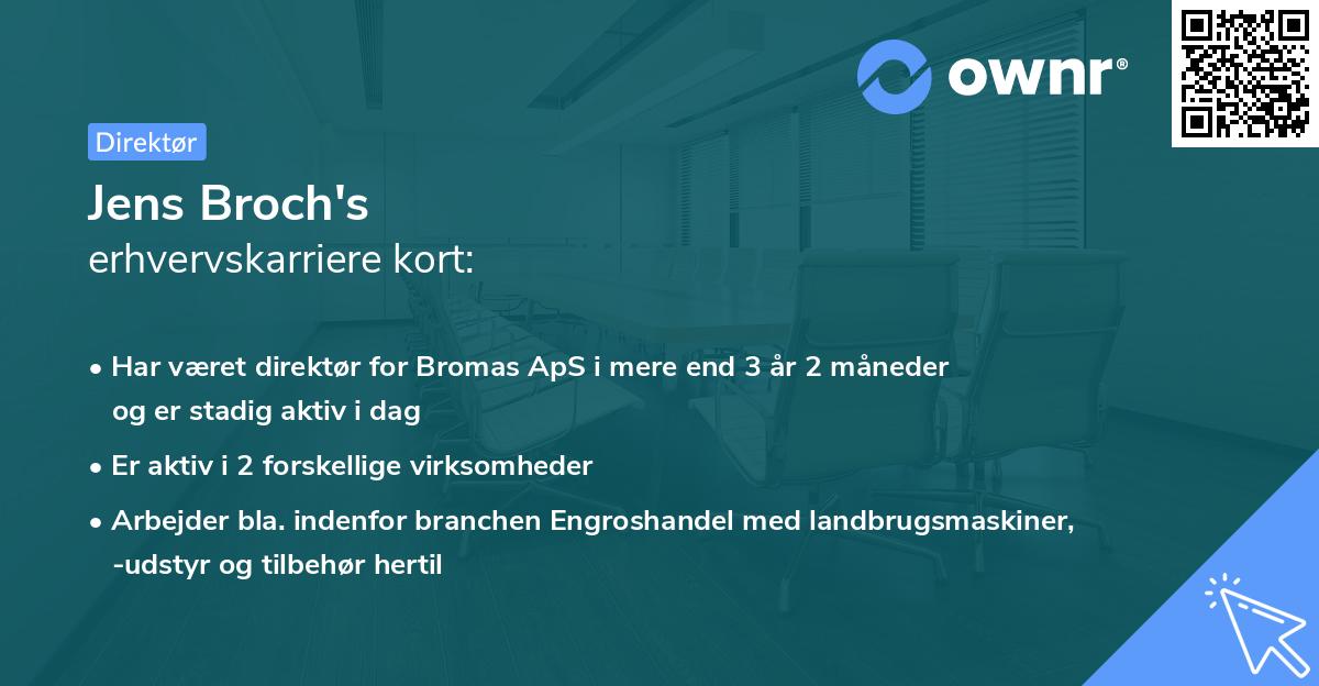 Jens Broch's erhvervskarriere kort