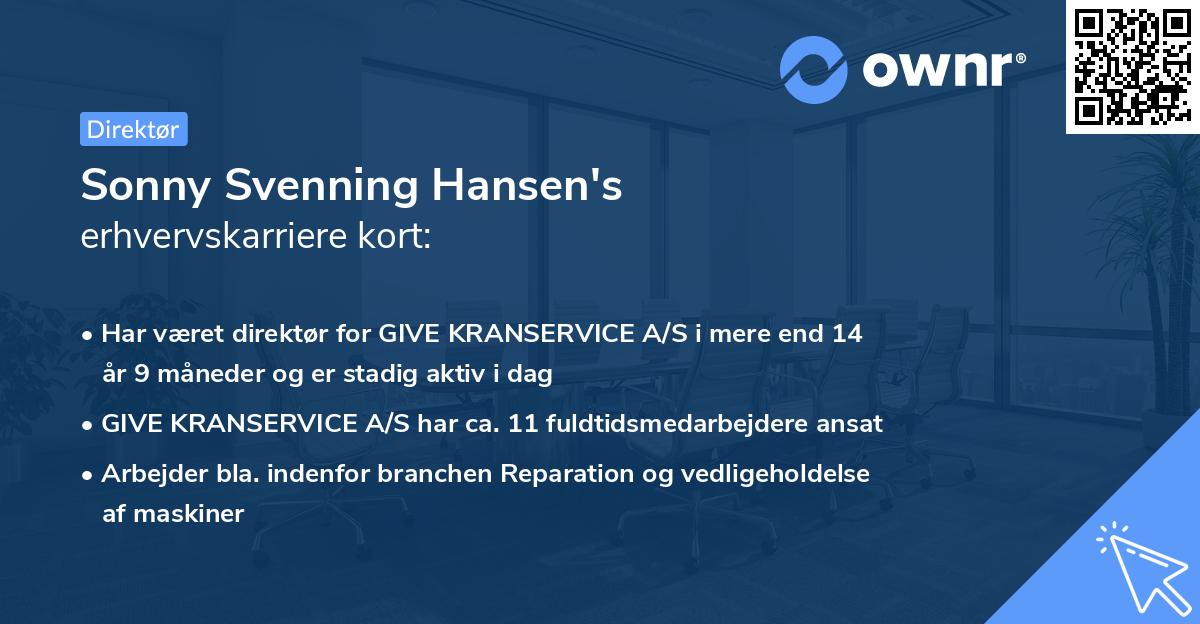 Sonny Svenning Hansen's erhvervskarriere kort