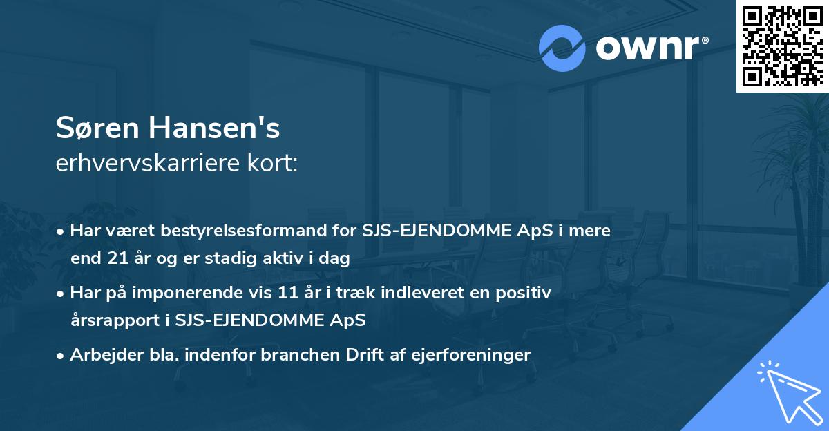 Søren Hansen's erhvervskarriere kort
