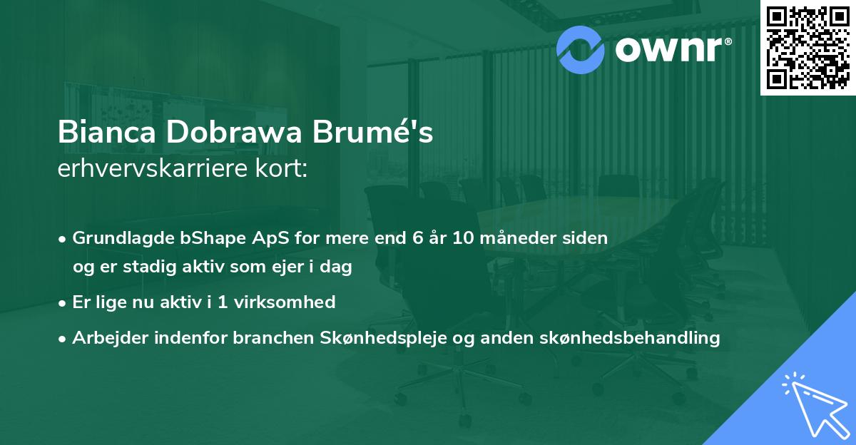 Bianca Dobrawa Brumé's erhvervskarriere kort