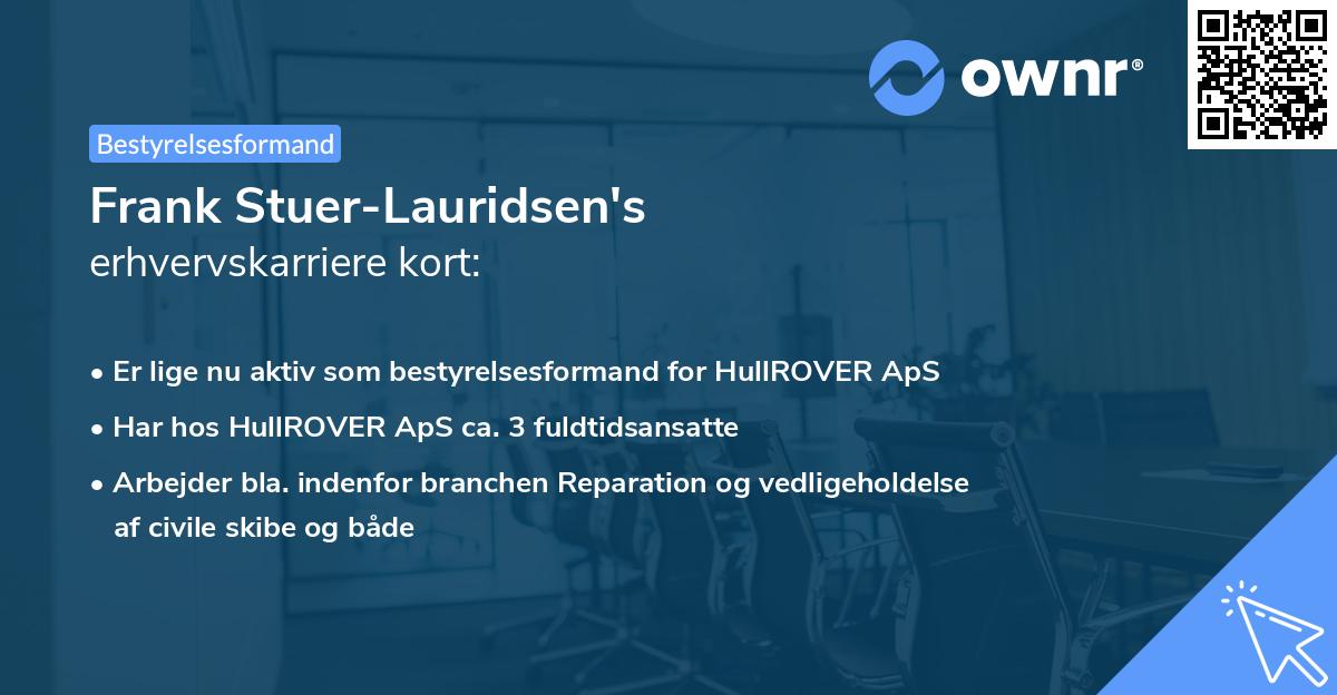 Frank Stuer-Lauridsen's erhvervskarriere kort