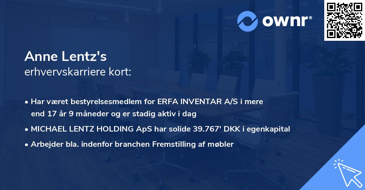 Anne Lentz's erhvervskarriere kort