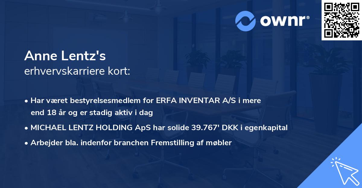 Anne Lentz's erhvervskarriere kort
