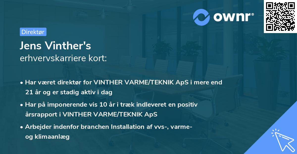 Jens Vinther's erhvervskarriere kort