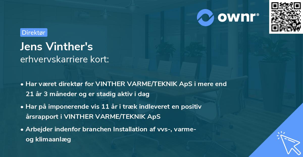 Jens Vinther's erhvervskarriere kort