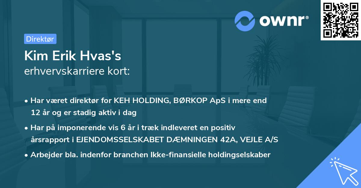Kim Erik Hvas's erhvervskarriere kort