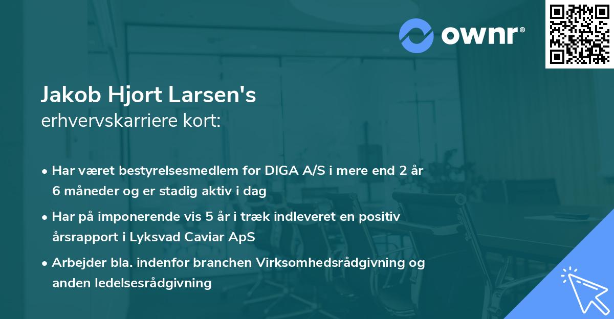 Jakob Hjort Larsen's erhvervskarriere kort