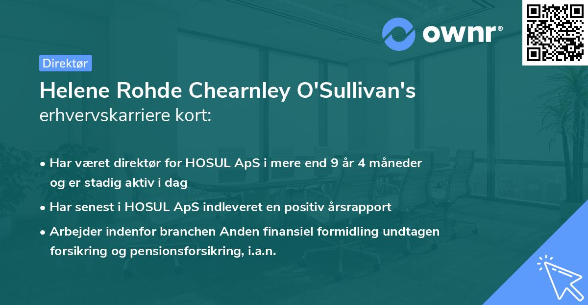 Helene Rohde Chearnley O'Sullivan's erhvervskarriere kort