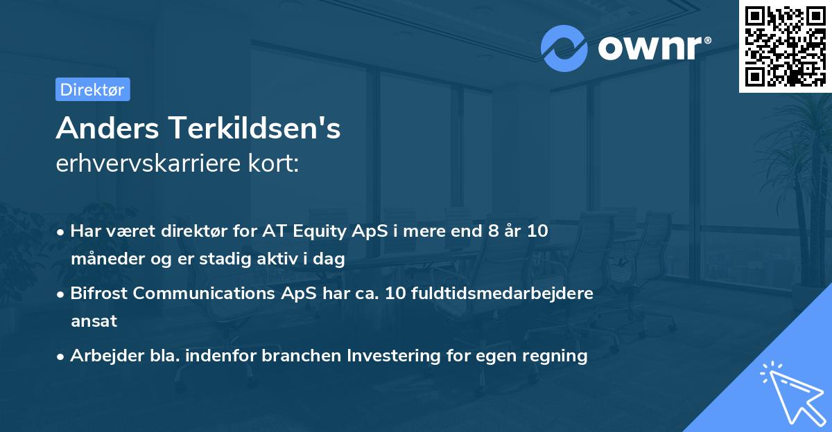 Anders Terkildsen's erhvervskarriere kort