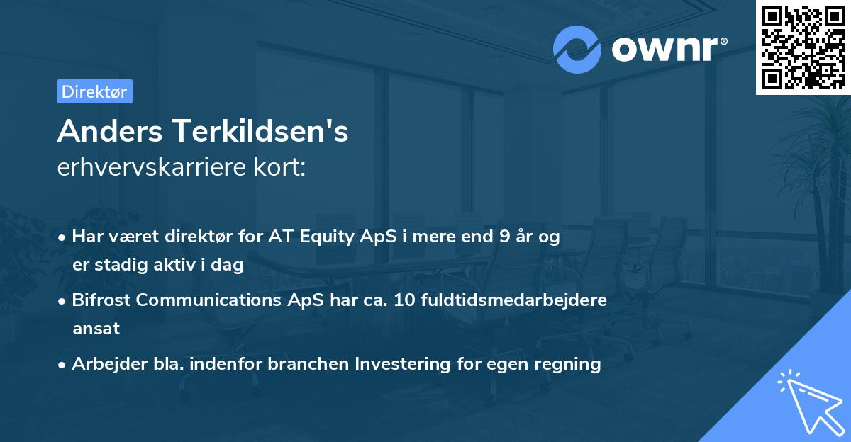 Anders Terkildsen's erhvervskarriere kort