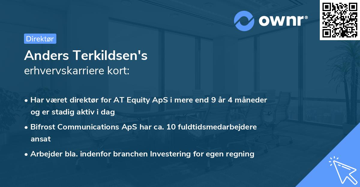 Anders Terkildsen's erhvervskarriere kort