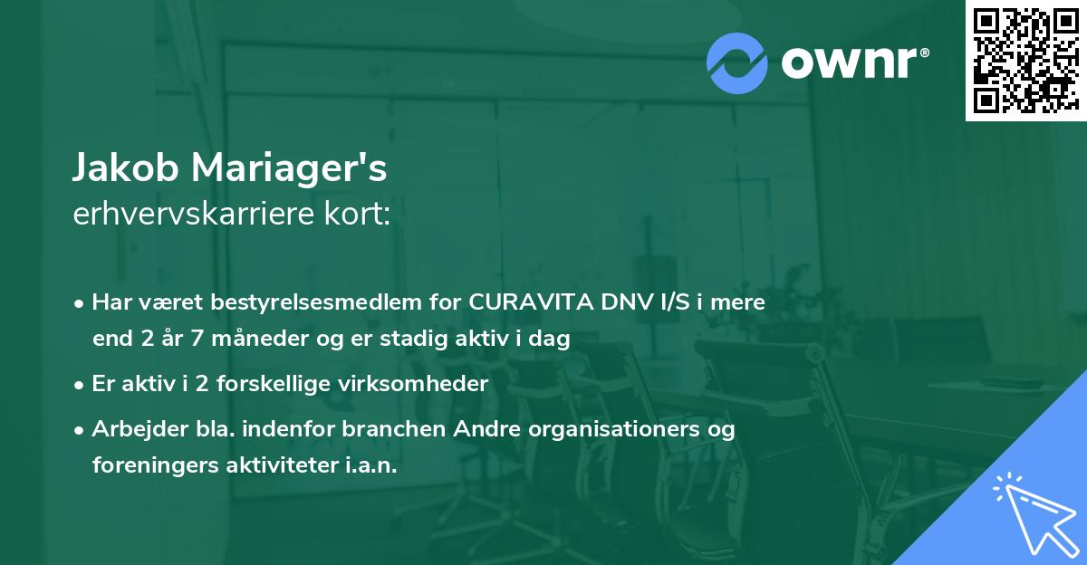 Jakob Mariager's erhvervskarriere kort