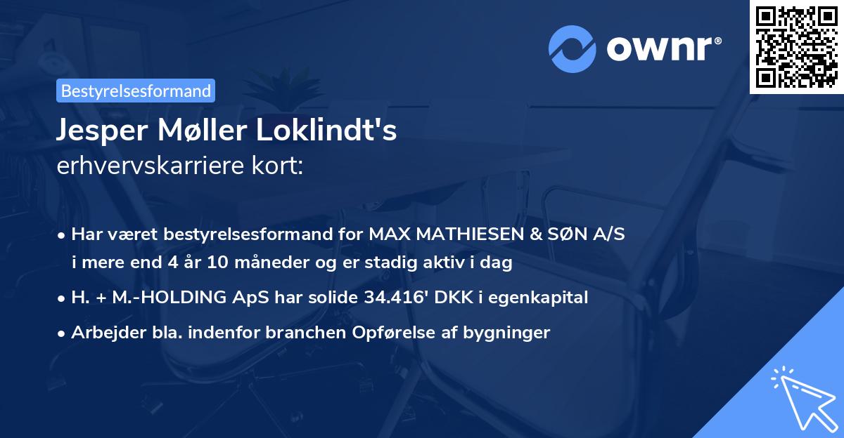 Jesper Møller Loklindt's erhvervskarriere kort