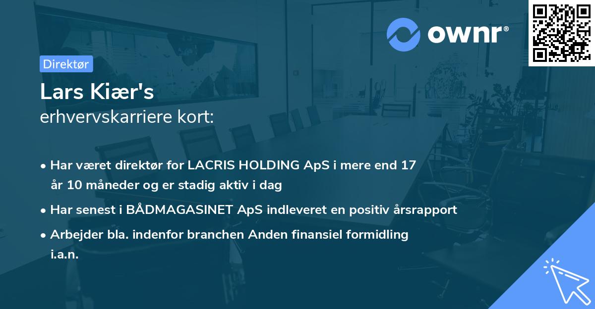 Lars Kiær's erhvervskarriere kort