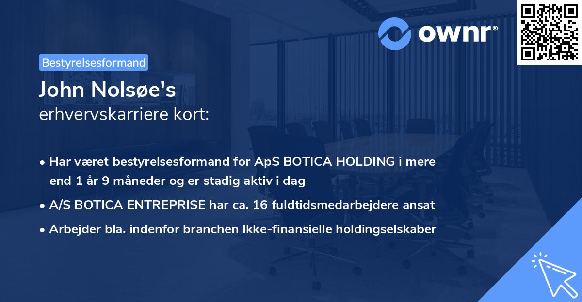 John Nolsøe's erhvervskarriere kort