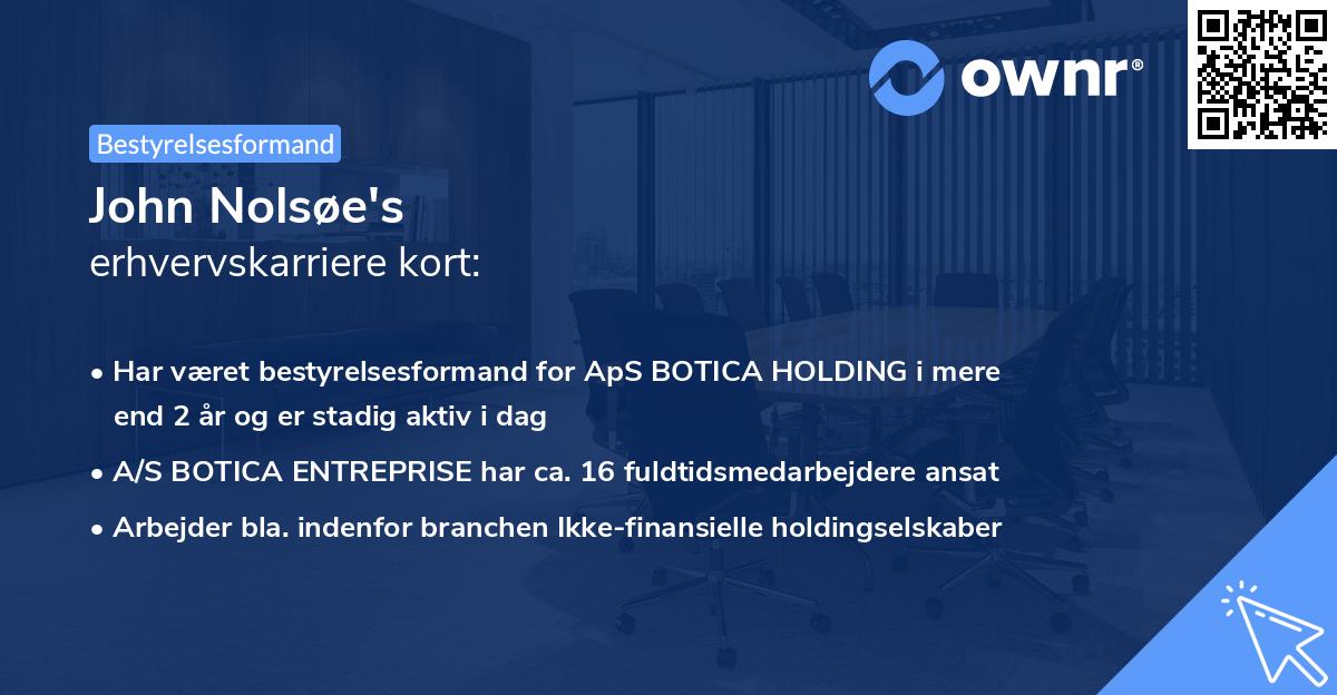 John Nolsøe's erhvervskarriere kort