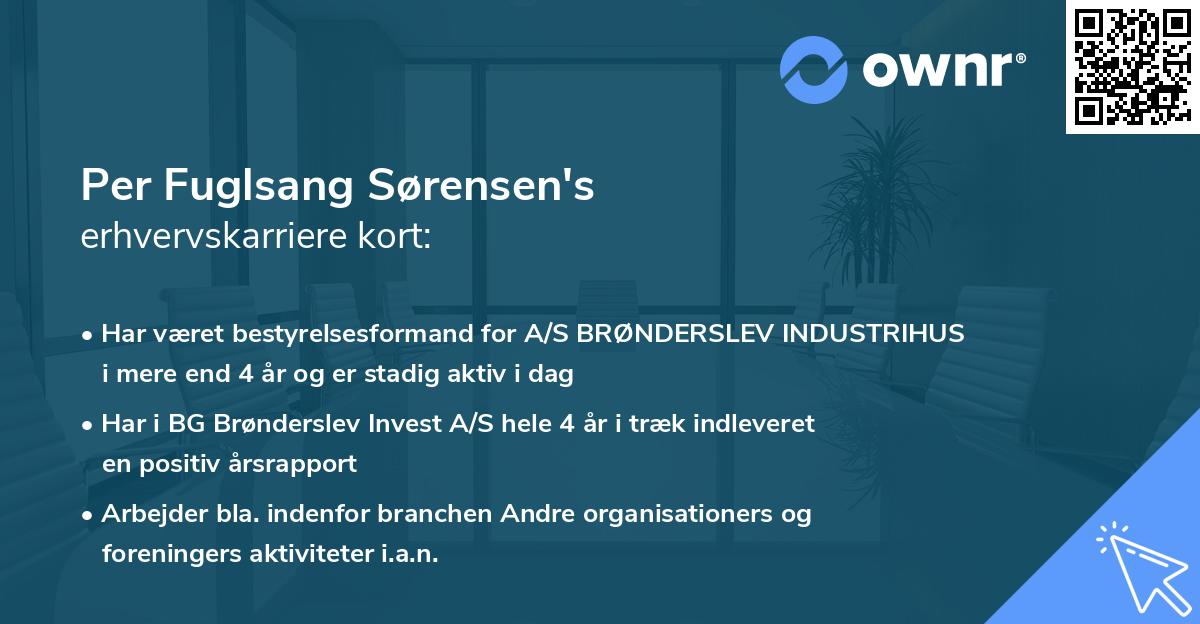 Per Fuglsang Sørensen's erhvervskarriere kort