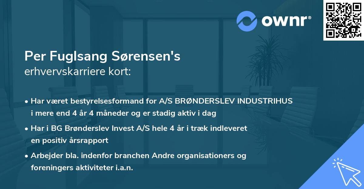 Per Fuglsang Sørensen's erhvervskarriere kort