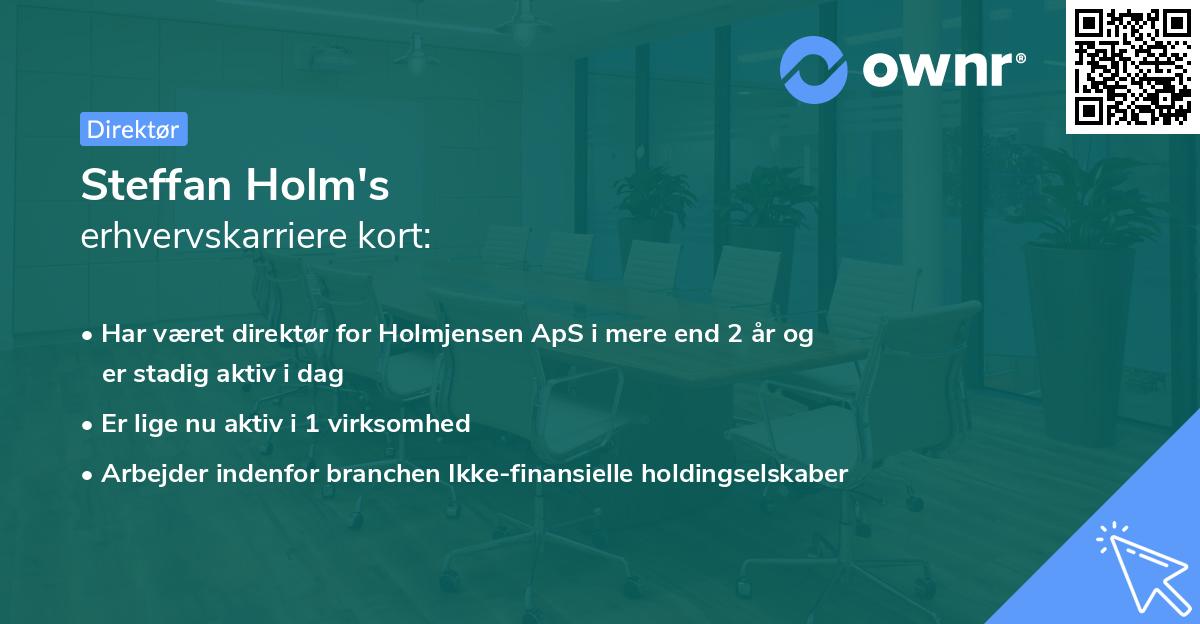 Steffan Holm's erhvervskarriere kort