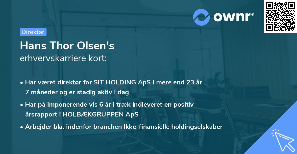 Hans Thor Olsen's erhvervskarriere kort
