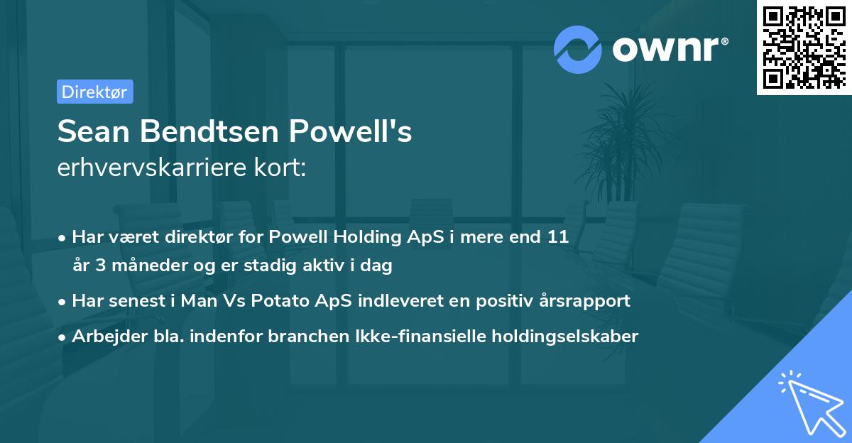 Sean Bendtsen Powell's erhvervskarriere kort