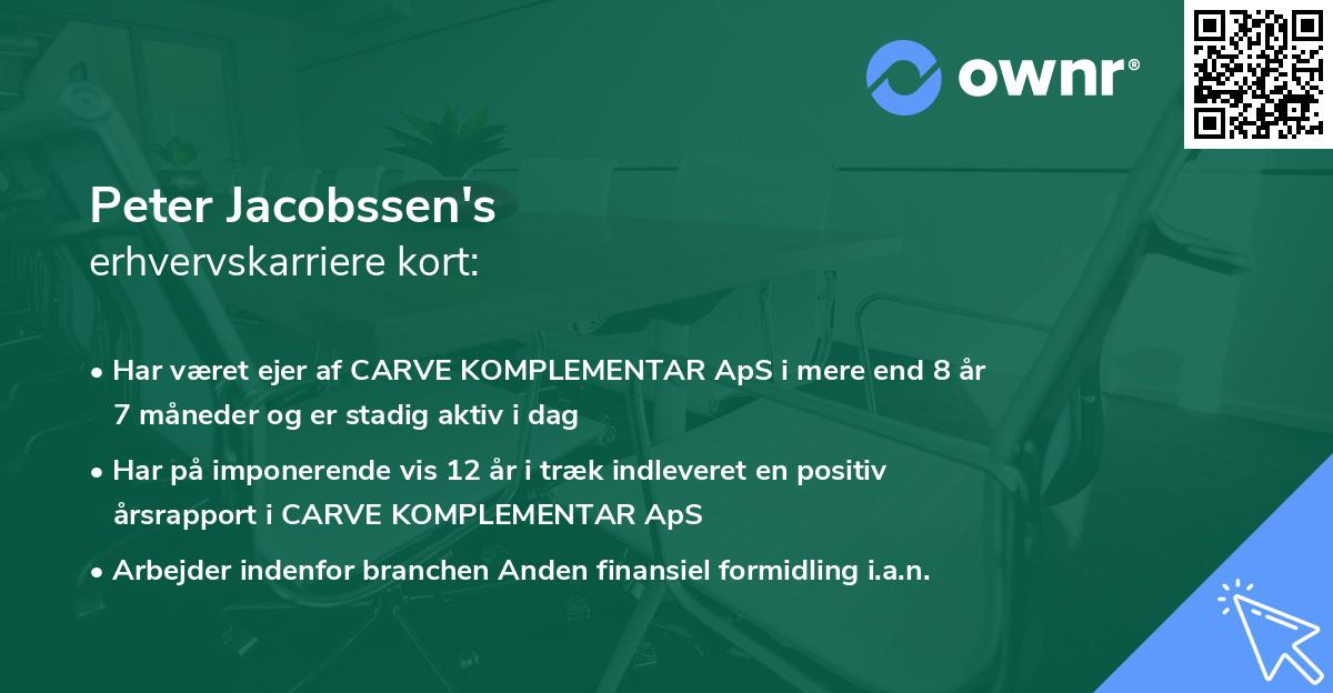 Peter Jacobssen's erhvervskarriere kort