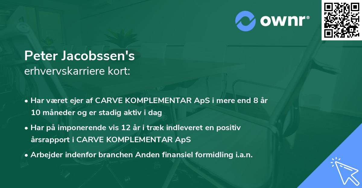 Peter Jacobssen's erhvervskarriere kort