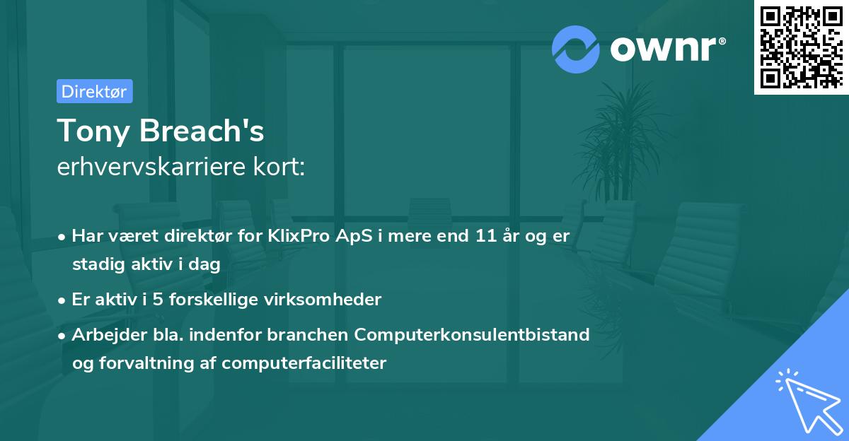 Tony Breach's erhvervskarriere kort