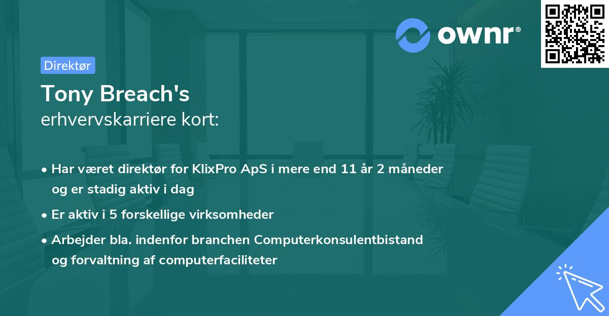 Tony Breach's erhvervskarriere kort