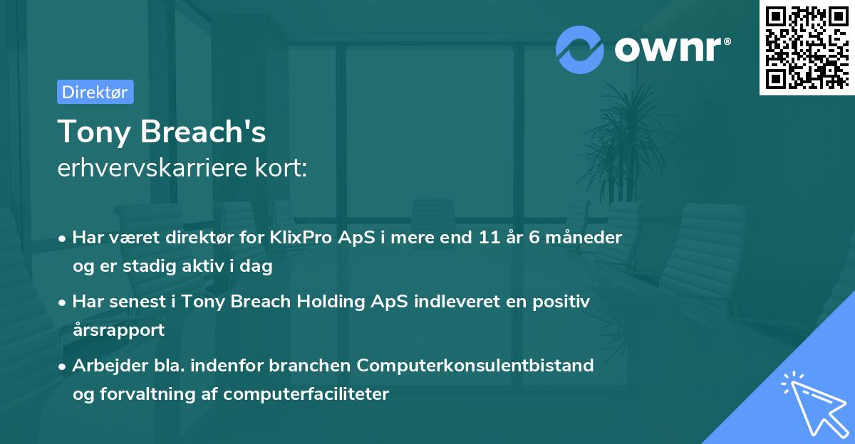 Tony Breach's erhvervskarriere kort