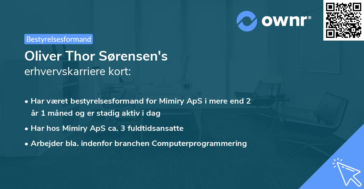 Oliver Thor Sørensen's erhvervskarriere kort
