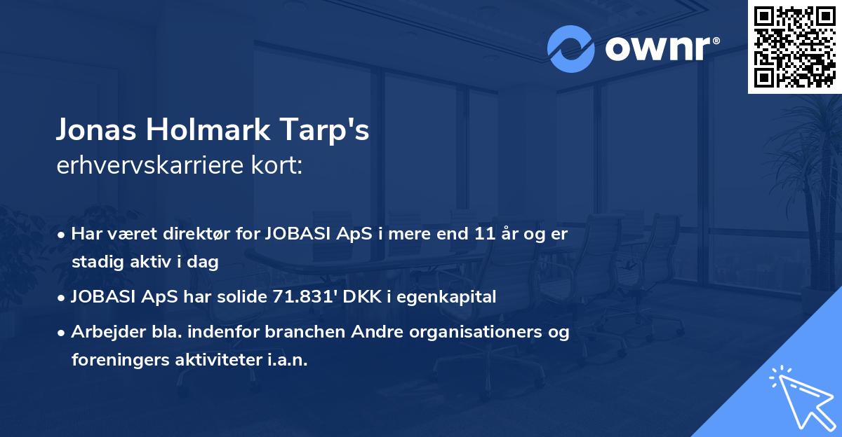 Jonas Holmark Tarp's erhvervskarriere kort