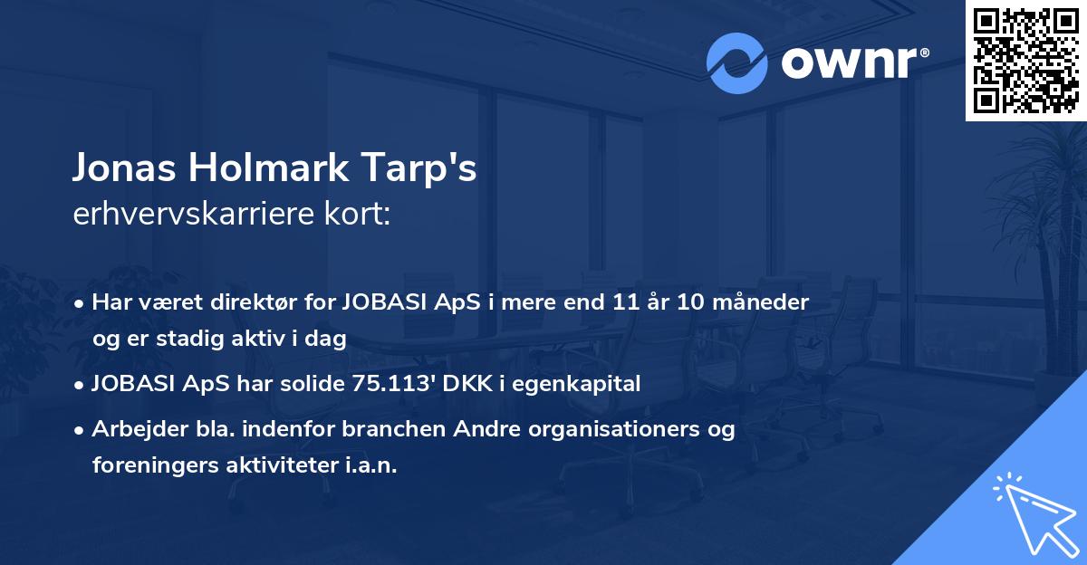 Jonas Holmark Tarp's erhvervskarriere kort