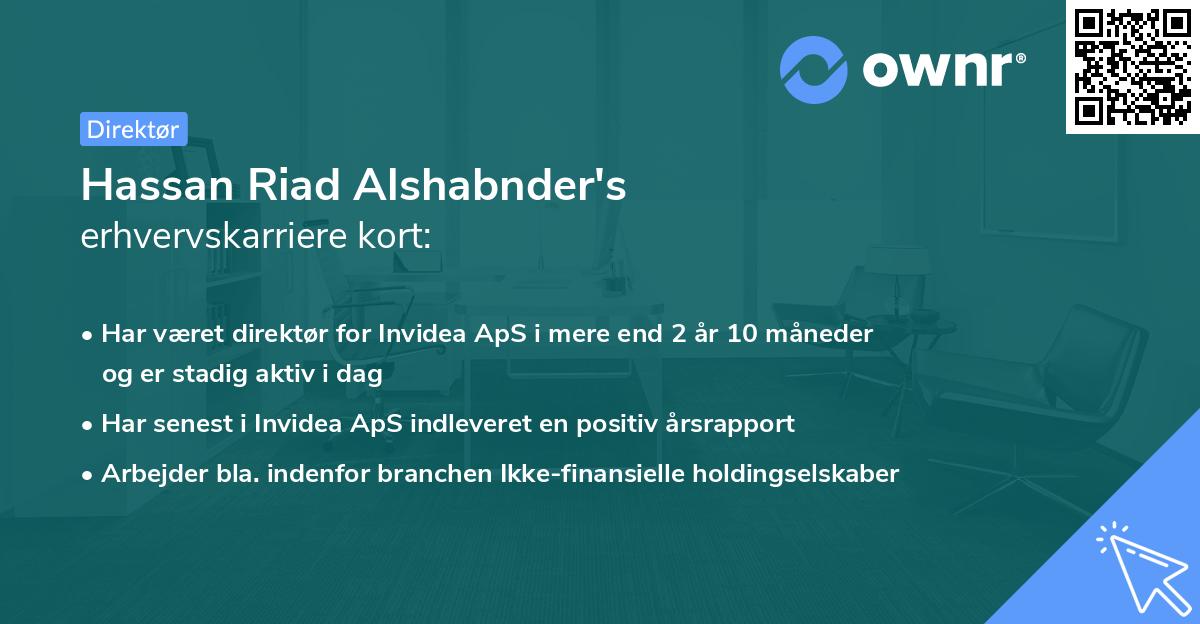 Hassan Riad Alshabnder's erhvervskarriere kort