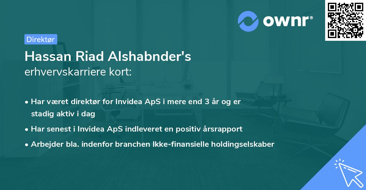 Hassan Riad Alshabnder's erhvervskarriere kort