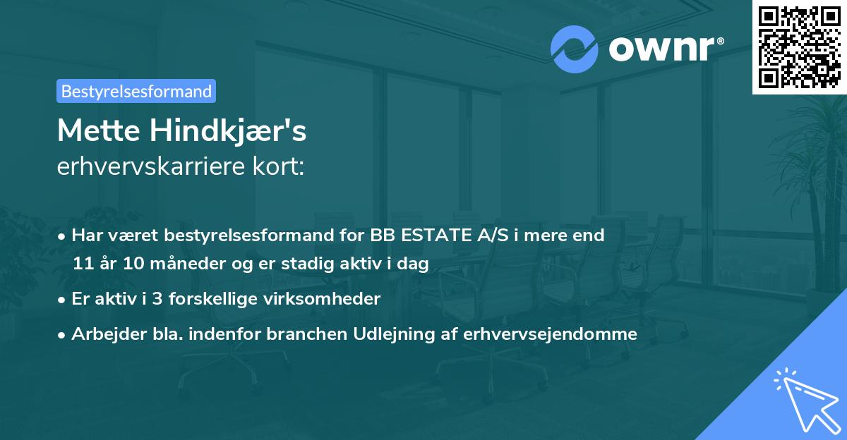 Mette Hindkjær's erhvervskarriere kort