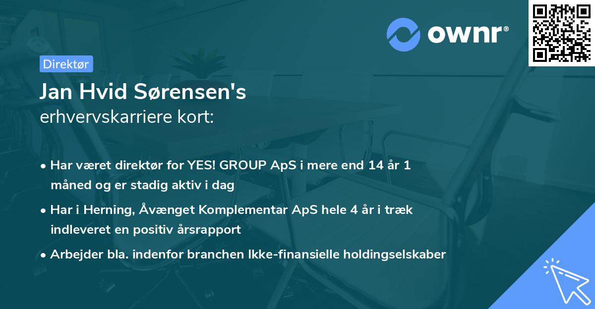 Jan Hvid Sørensen's erhvervskarriere kort