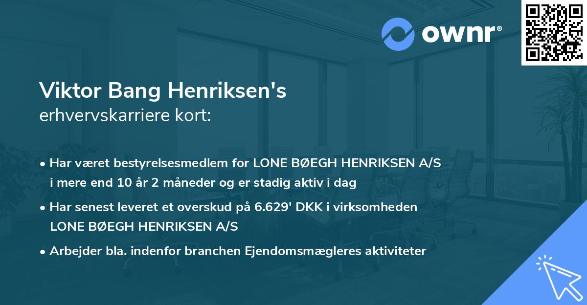 Viktor Bang Henriksen's erhvervskarriere kort