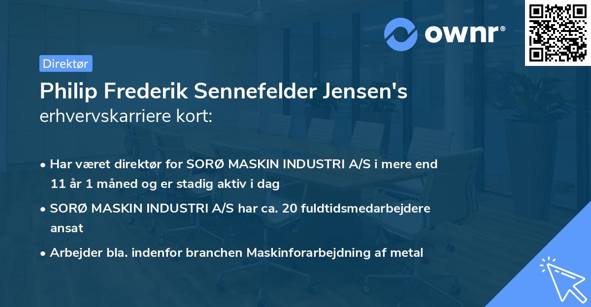 Philip Frederik Sennefelder Jensen's erhvervskarriere kort