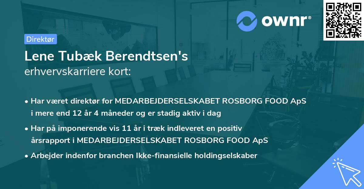 Lene Tubæk Berendtsen's erhvervskarriere kort