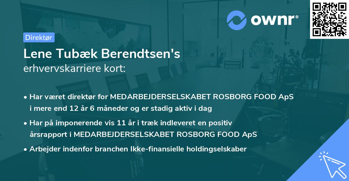 Lene Tubæk Berendtsen's erhvervskarriere kort
