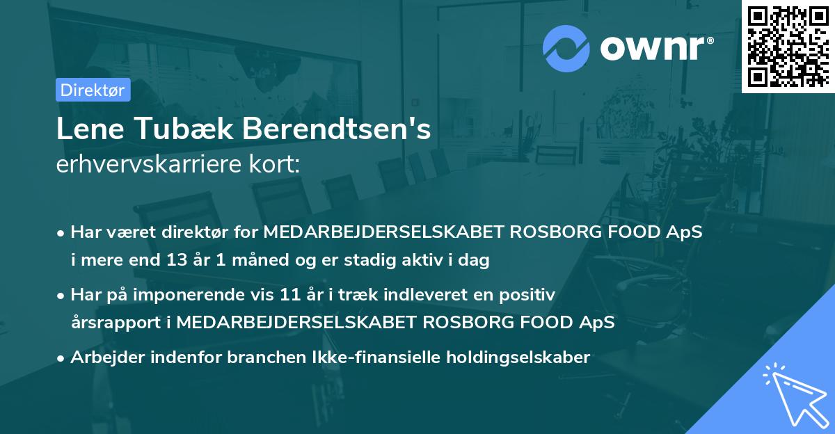 Lene Tubæk Berendtsen's erhvervskarriere kort