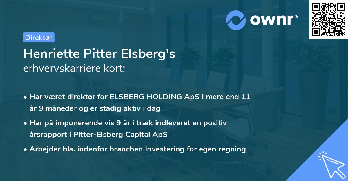 Henriette Pitter Elsberg's erhvervskarriere kort