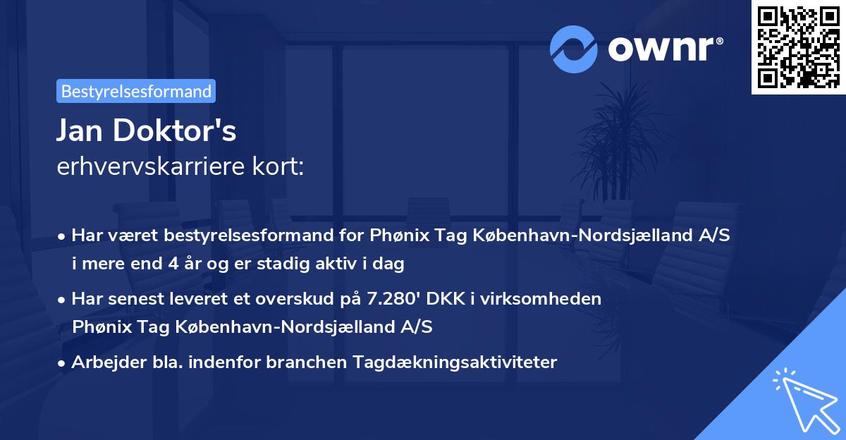 Jan Doktor's erhvervskarriere kort