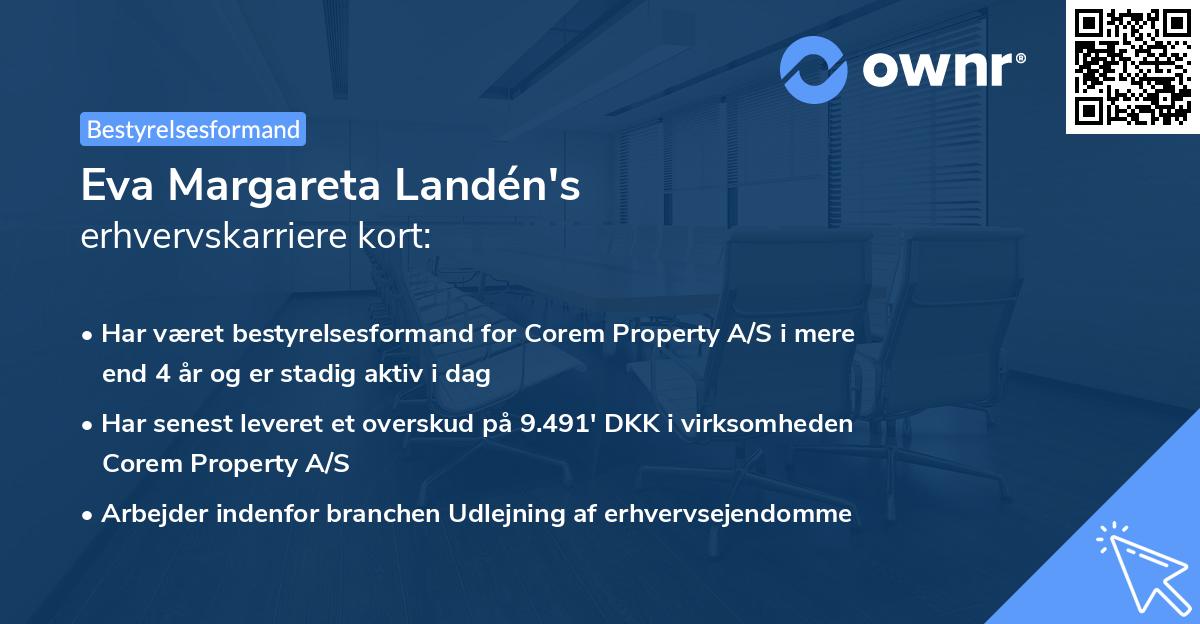 Eva Margareta Landén's erhvervskarriere kort