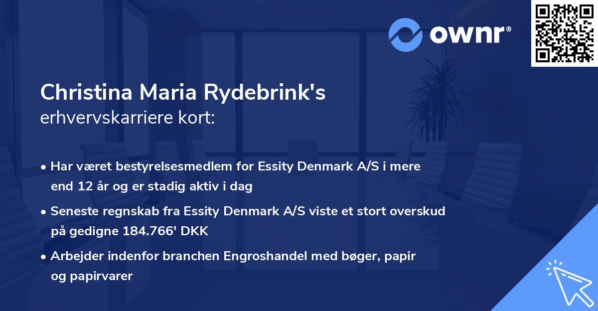 Christina Maria Rydebrink's erhvervskarriere kort
