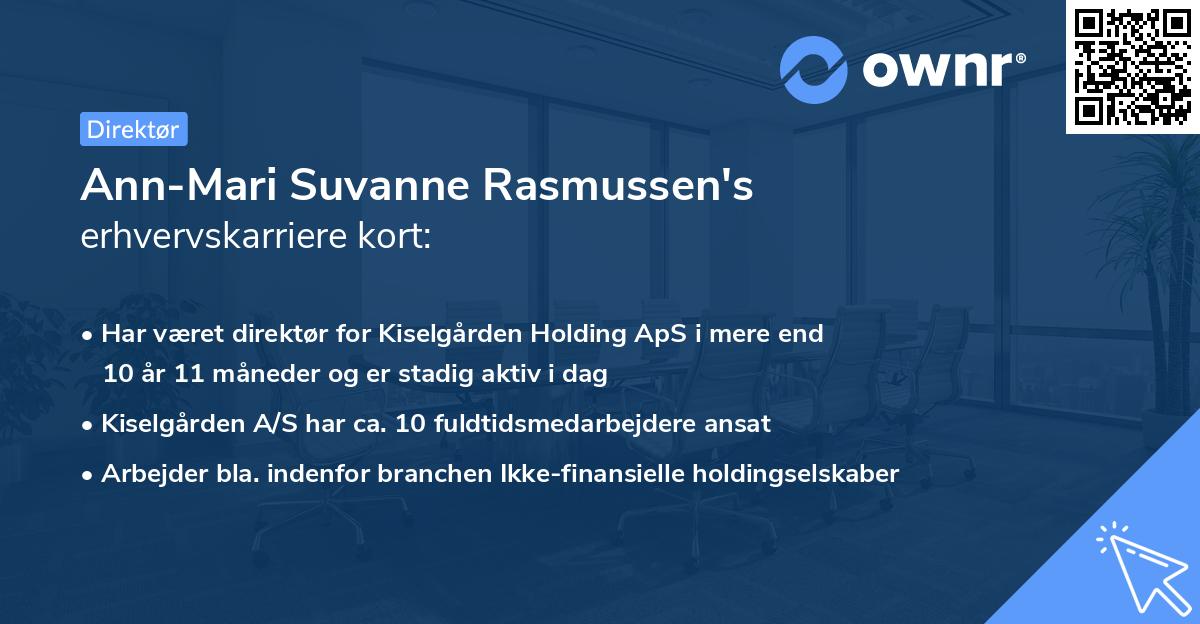 Ann-Mari Suvanne Rasmussen's erhvervskarriere kort