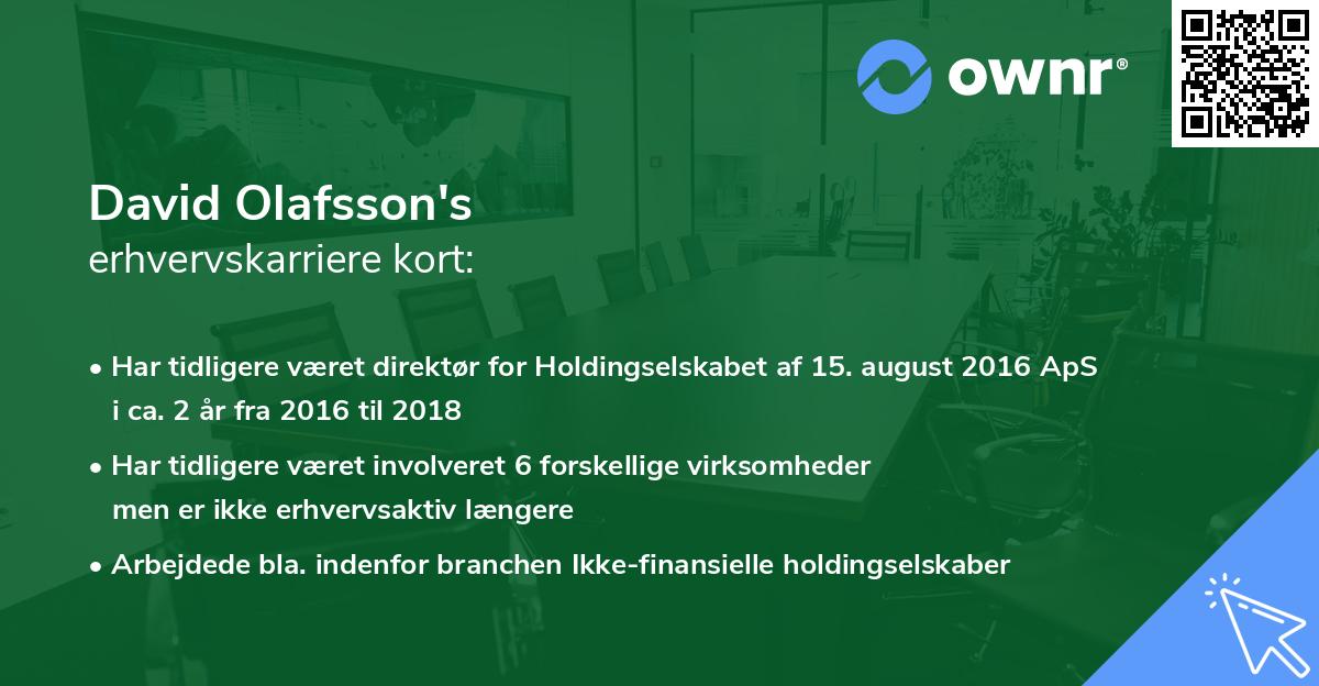 David Olafsson's erhvervskarriere kort